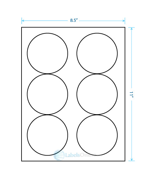 3.33" Circle - 6 up - White Vinyl Drum