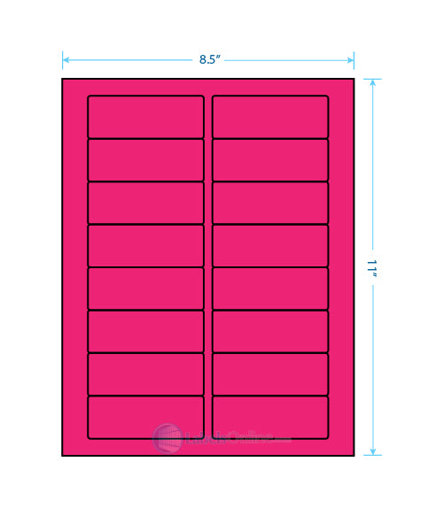 3.375" x 1.25" Barcode Labels - 16 up - Fluorescent Pink
