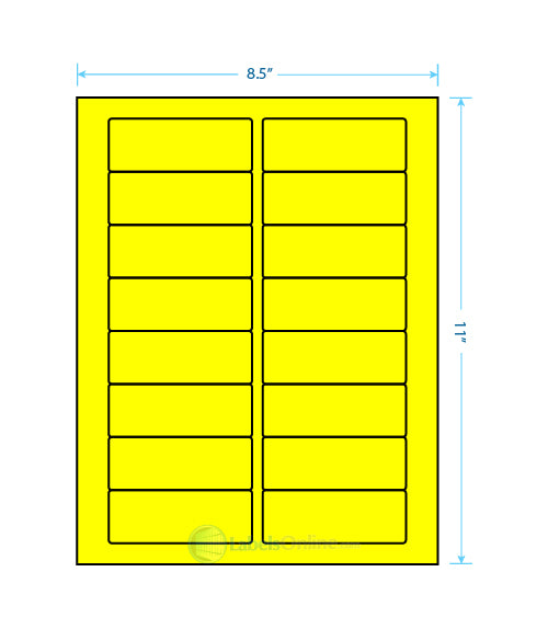 3.375" x 1.25" Barcode Labels - 16 up - Fluorescent Yellow