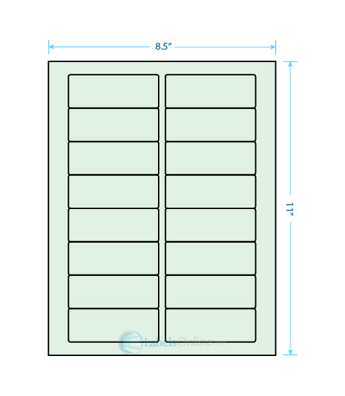 3.375" x 1.25" Barcode Labels - 16 up - Pastel Green