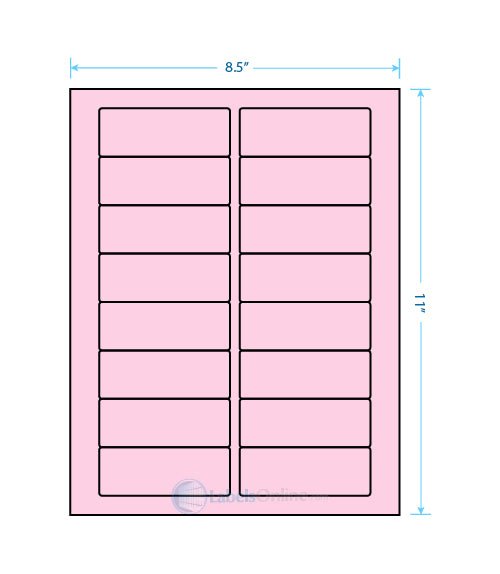 3.375" x 1.25" Barcode Labels - 16 up - Pastel Pink