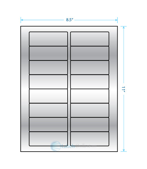 3.375" x 1.25" Barcode Labels - 16 up - Silver Foil