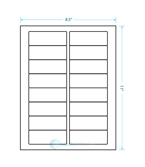 3.375" x 1.25" Barcode Labels - 16 up - White Polyester