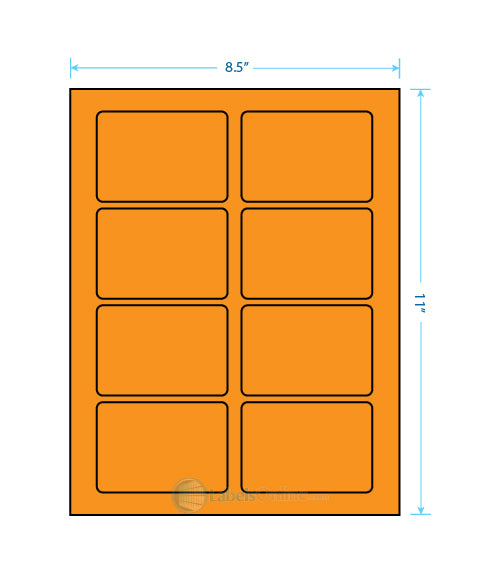 3.375" x 2.33" - 8 up - Fluorescent Orange