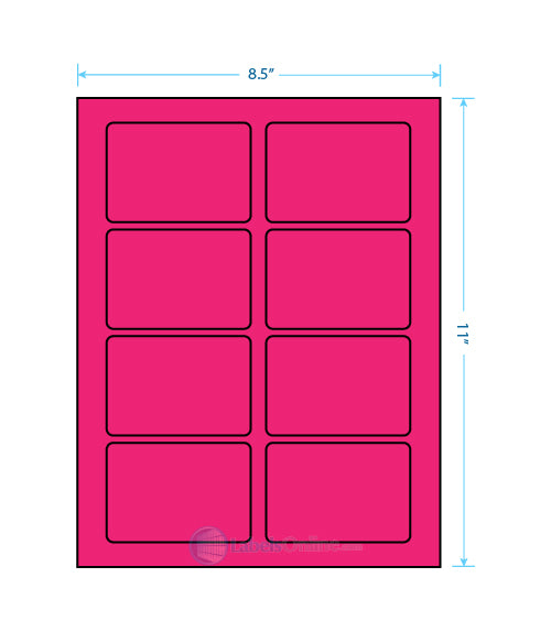 3.375" x 2.33" - 8 up - Fluorescent Pink