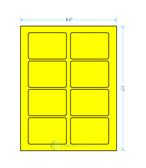 3.375" x 2.33" - 8 up - Fluorescent Yellow