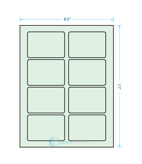 3.375" x 2.33" - 8 up - Pastel Green