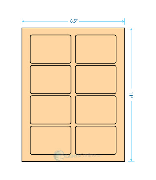 3.375" x 2.33" - 8 up - Pastel Orange