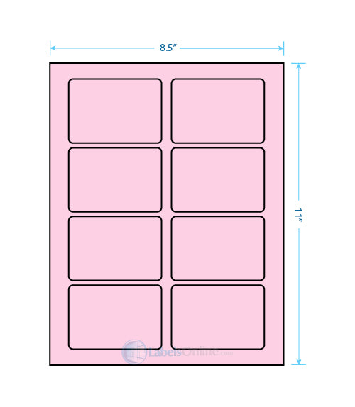 3.375" x 2.33" - 8 up - Pastel Pink