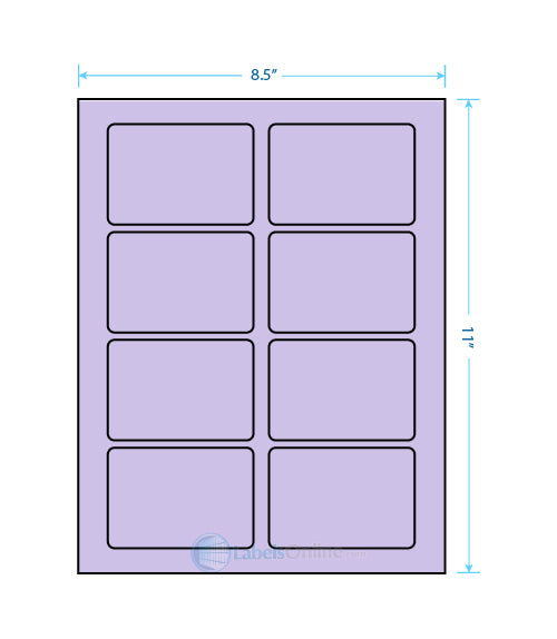 3.375" x 2.33" - 8 up - Pastel Purple