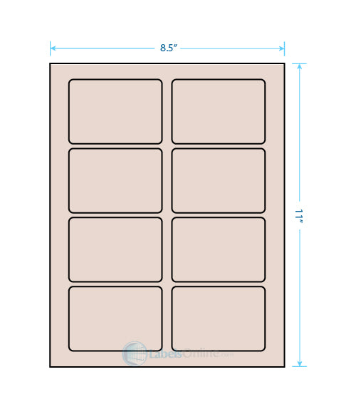 3.375" x 2.33" - 8 up - Pastel Tan