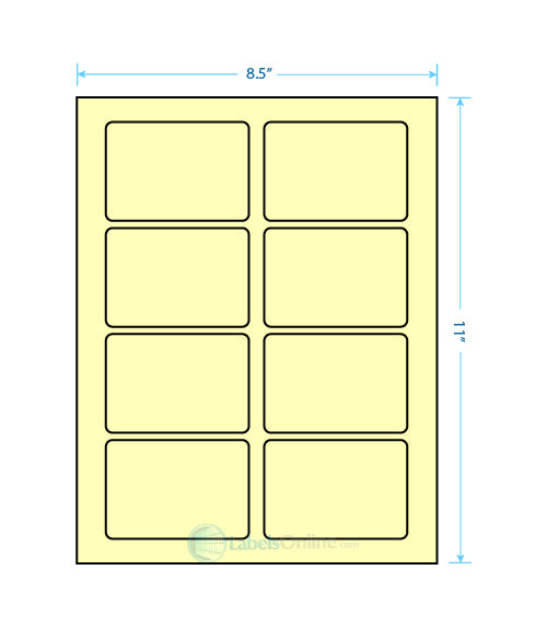 3.375" x 2.33" - 8 up - Pastel Yellow
