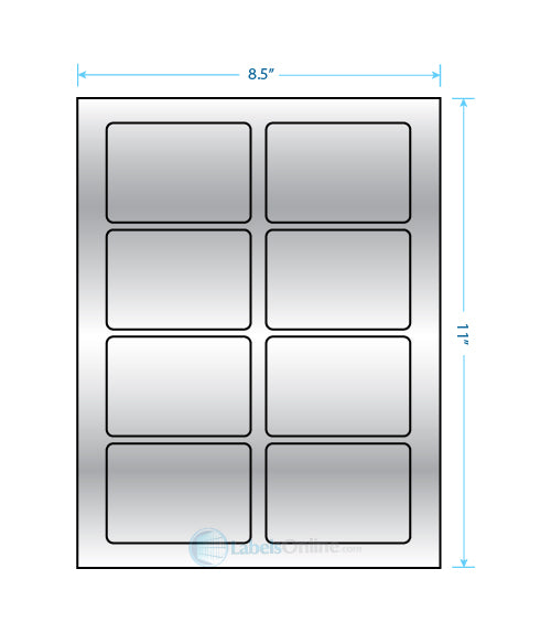 3.375" x 2.33" - 8 up - Silver Foil