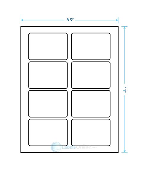3.375" x 2.33" - 8 up - Standard White Matte
