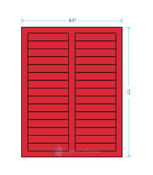 3.4375" x .667" - 30 up - Fluorescent Red