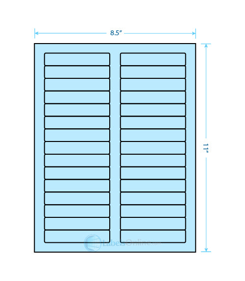 3.4375" x .667" - 30 up - Pastel Blue