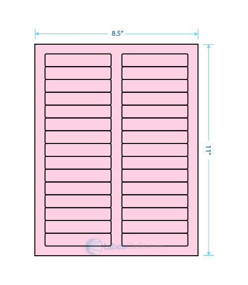 3.4375" x .667" - 30 up - Pastel Pink