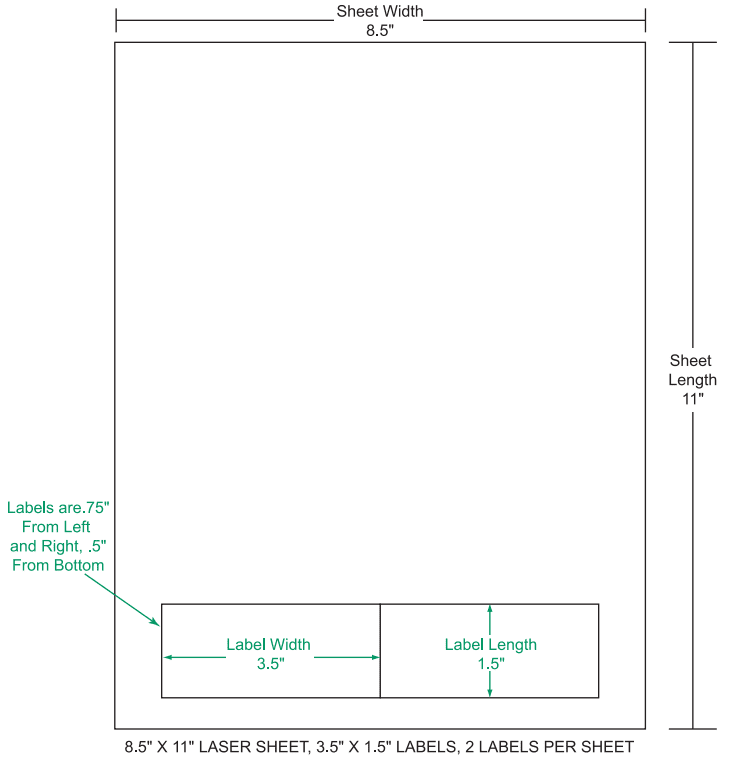 3.5" x 1.5" Integrated Labels; 2 up (1,500 sheets/case)