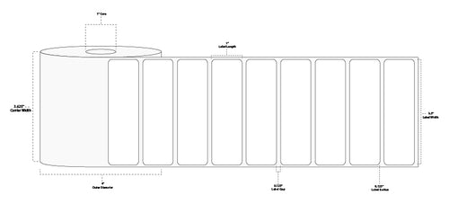 3.5" x 1.5" Premium Direct Thermal Paper Label; Perforated; 1" Core; 4" OD; 12 Rolls/carton (900 Labels/roll)