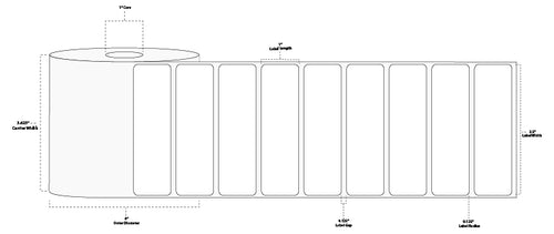 3.5" x 1.5" Premium Direct Thermal Paper Label; Perforated; 1" Core; 4" OD; 12 Rolls/carton (960 Labels/roll)