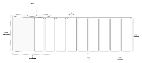 3.5" x 1" Premium Direct Thermal Paper Label; Perforated; 1" Core; 4" OD; 12 Rolls/carton (1,375 Labels/roll)