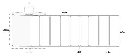 3.5" x 1" Premium Thermal Transfer Paper Label; Perforated; 1" Core; 4" OD; 12 Rolls/carton (1,375 Labels/roll)