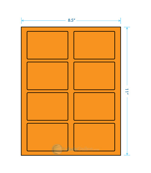 3.5" x 2.375" - 8 up - Fluorescent Orange