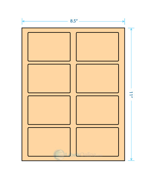 3.5" x 2.375" - 8 up - Pastel Orange