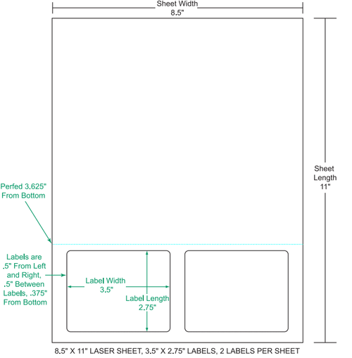 3.5" x 2.75" Integrated Labels; 2 up (1,500 sheets/case)