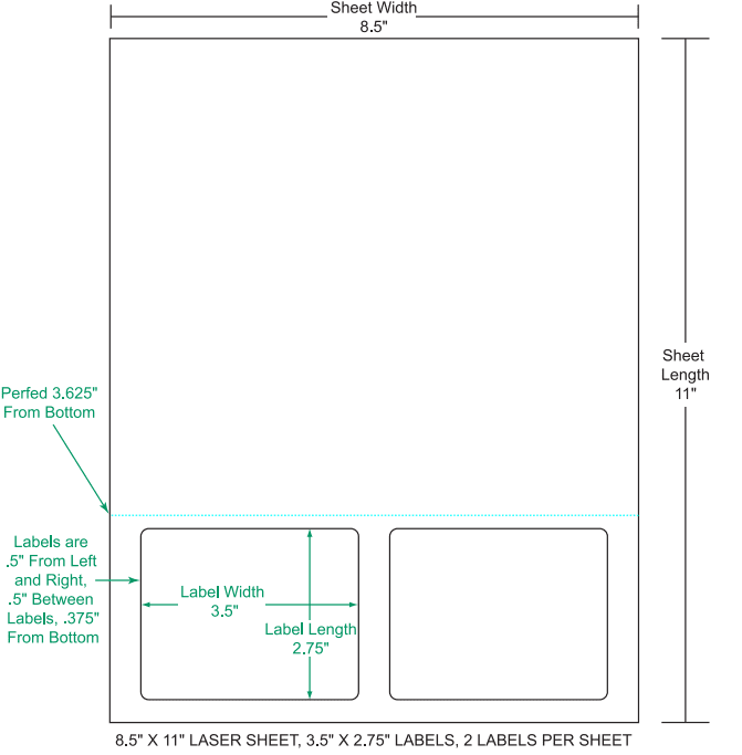 3.5" x 2.75" Integrated Labels; 2 up (1,500 sheets/case)