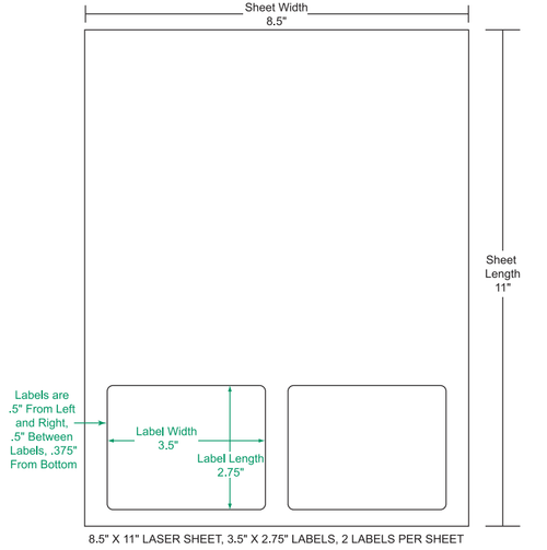 3.5" x 2.75" Integrated Labels; 2 up (1,500 sheets/case)