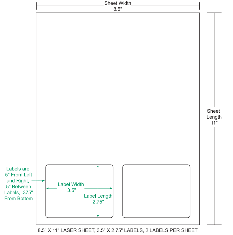 3.5" x 2.75" Integrated Labels; 2 up (1,500 sheets/case)