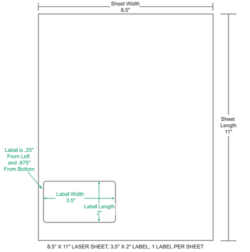 3.5" x 2" Integrated Labels; 1 up (1,500 sheets/case)