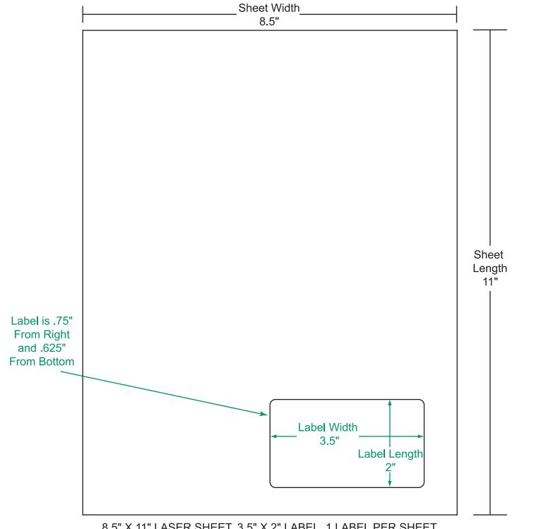 3.5" x 2" Integrated Labels; 1 up (1,500 sheets/case)