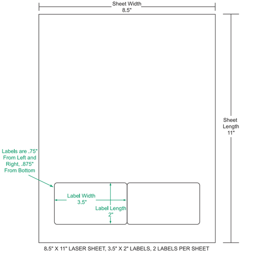 3.5" x 2" Integrated Labels; 2 up (1,500 sheets/case)