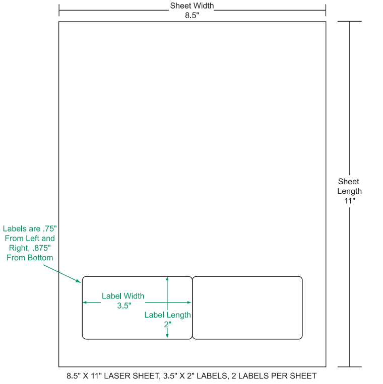 3.5" x 2" Integrated Labels; 2 up (1,500 sheets/case)