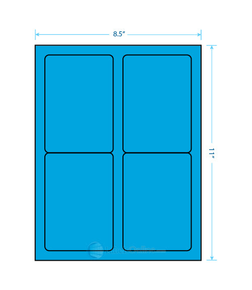 3.5" x 5" - 4 up - Fluorescent Blue