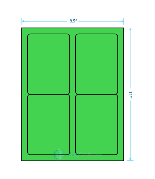 3.5" x 5" - 4 up - Fluorescent Green