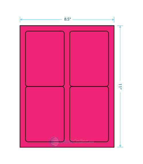 3.5" x 5" - 4 up - Fluorescent Pink