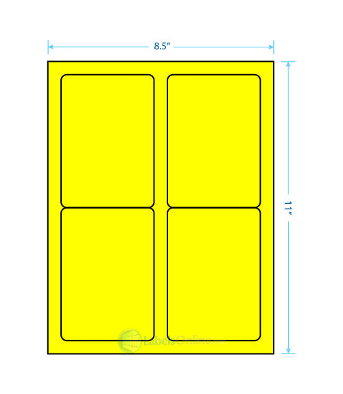 3.5" x 5" - 4 up - Fluorescent Yellow