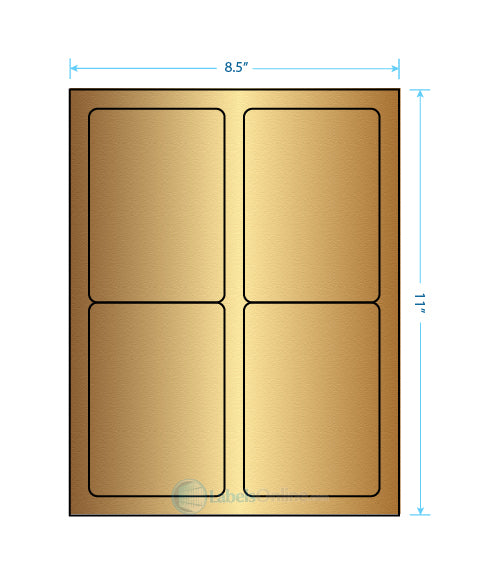 3.5" x 5" - 4 up - Gold Foil