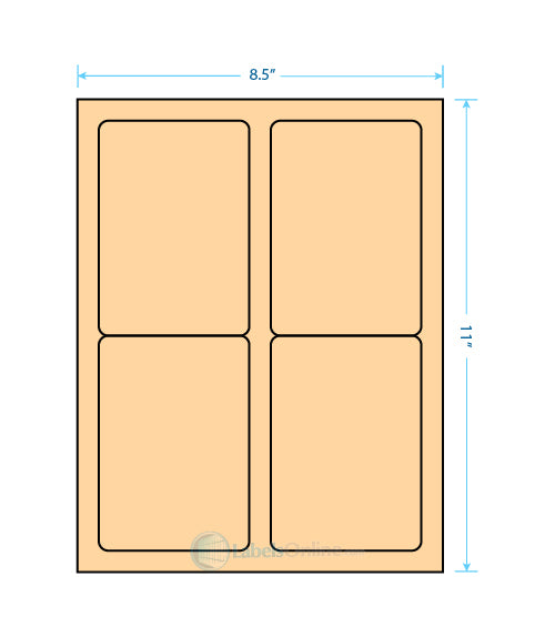 3.5" x 5" - 4 up - Pastel Orange