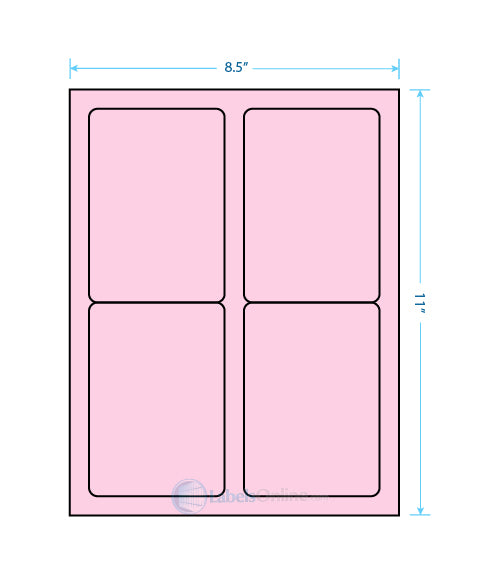 3.5" x 5" - 4 up - Pastel Pink