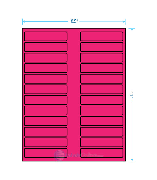 3.5" x .75" - 24 up - Fluorescent Pink