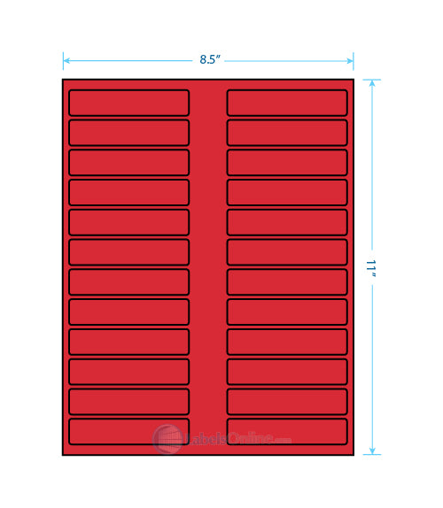 3.5" x .75" - 24 up - Fluorescent Red