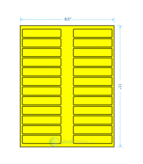 3.5" x .75" - 24 up - Fluorescent Yellow