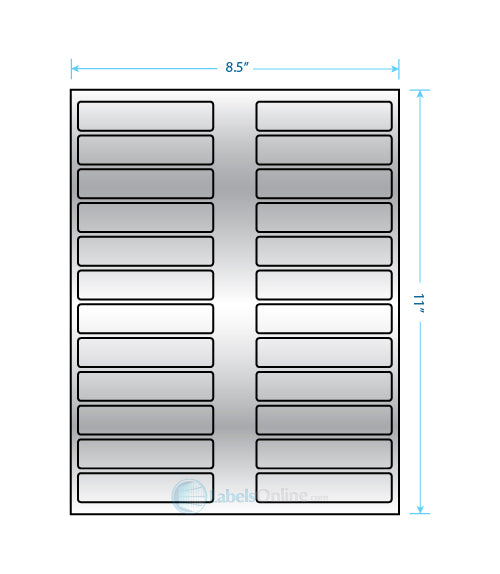 3.5" x .75" - 24 up - Silver Foil
