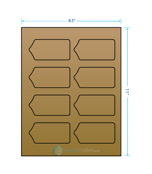 3.5625" x 1.75" - 8 up - Brown Kraft (Laser / Inkjet)