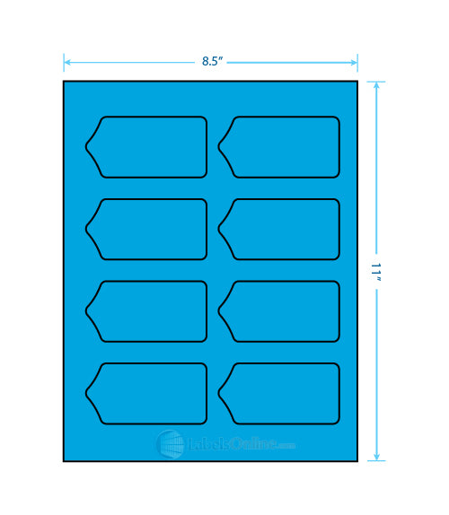 3.5625" x 1.75" - 8 up - Fluorescent Blue (Laser)