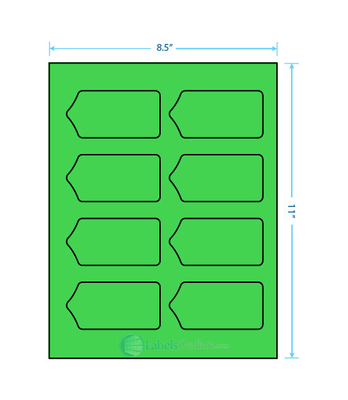 3.5625" x 1.75" - 8 up - Fluorescent Green (Laser)
